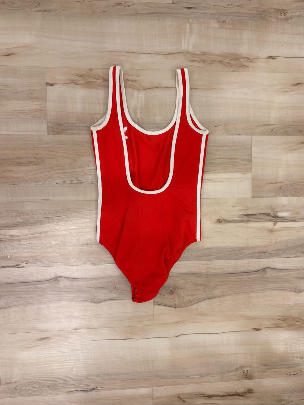 Adidas Originals Red Trefoil 3-Stripes Bodysuit | Retro Athletic One Piece Small - Picture 4 of 5